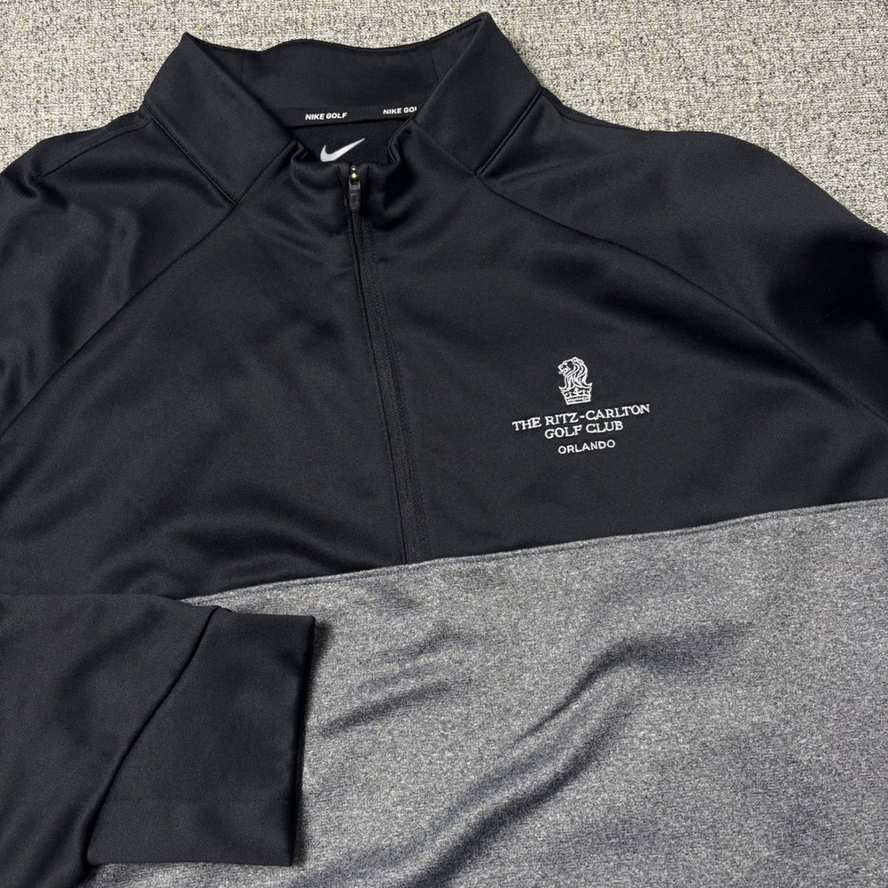 Ritz-Carlton Golf Club Nike Pullover Men XL Black Gray Quarter-Zip